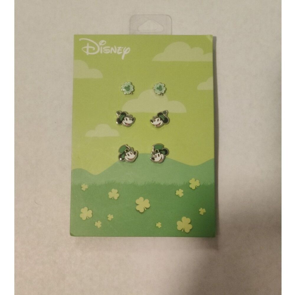 Disney Saint Patrick's Day Mickey Minnie Earrings